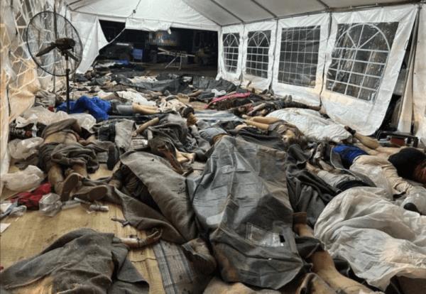 Bodies of some of the 380 victims at the Nova festival attack.