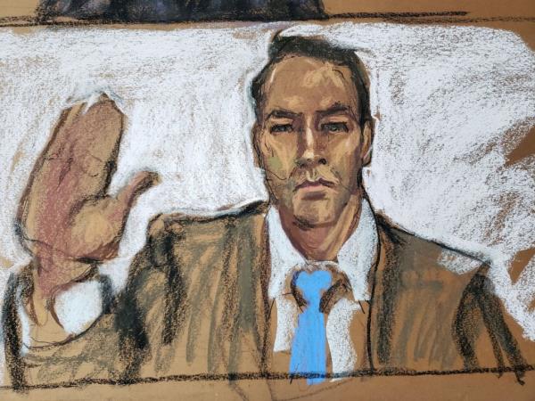 Klete Keller sketched in court by an artist.