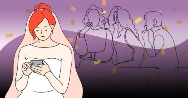 Illustration of woman on wedding day