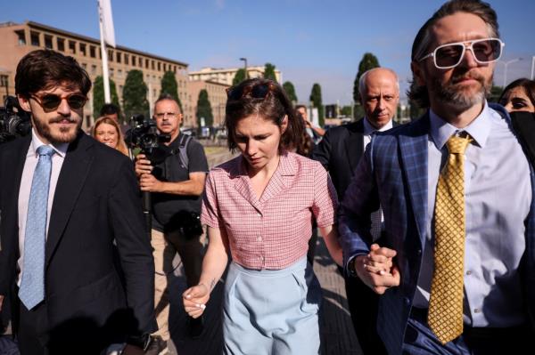 Amanda Knox arrives at Italy Court in Florence for a verdict to be made in her slander case on June 5, 2024.