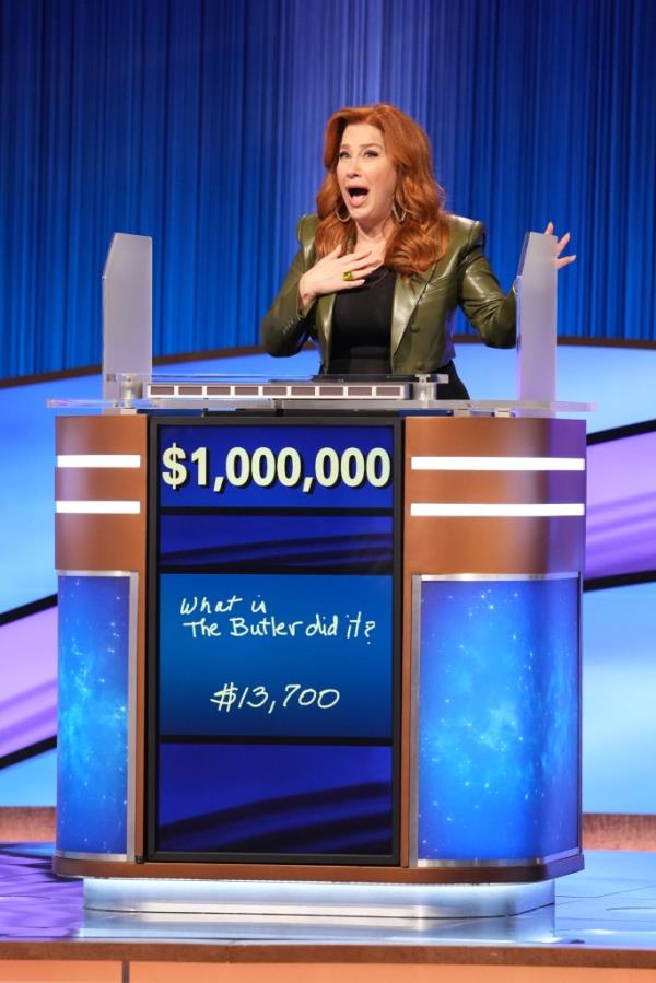 “This incredibly tacky item has been sitting right underneath my television, right in front of my little recliner wher<em></em>e I can look at it every day that I watch 'Jeopardy',” she told Kimmel, 56. 