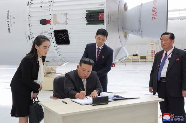 North Korea's leader Kim Jong Un is seen recording his visit at the Vostochny Cosmodrome in Russia's Amur region on Sep. 13, 2023. 