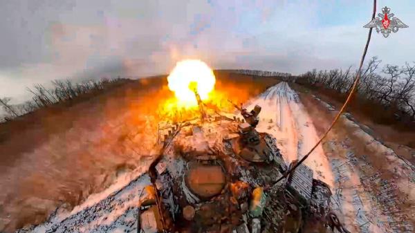In this photo taken from video and released by the Russian Defense Ministry Press Service on Thursday, Feb. 8, 2024.