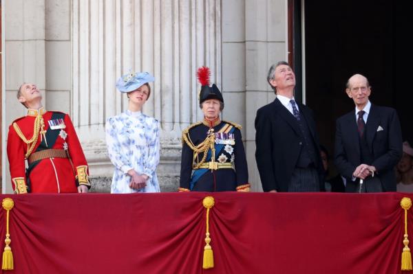 Anne is pictured alo<em></em>ngside her brother, Prince Edward, niece Lady Louise Windsor, and husband Sir Timothy Laurence.