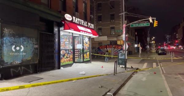 The scene of the stabbing outside the deli.