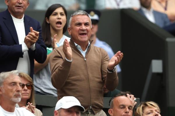 Srdjan Djokovic celebrates his son's Wimblodon victory over Jannik Sinner