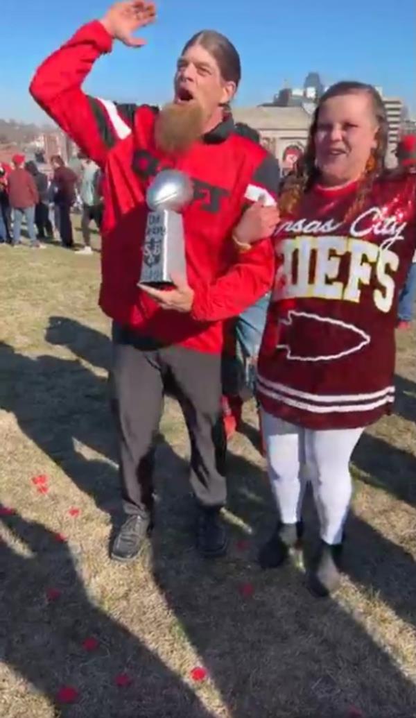 Kansas City Chiefs fans Bob and Sami Whyldgrr got married at parade just before the deadly shooting.