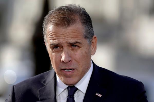 Hunter Biden speaks during a news co<em></em>nference outside the Capitol, Dec. 13, 2023, in Washington.