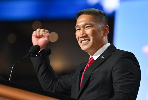 Virginia Republican senate candidate Hung Cao speaking at the 2024 RNC on July 16, 2024.