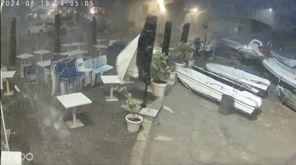 A still image from footage taken off the storm that hit the port.