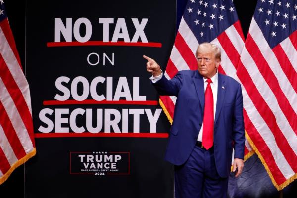 Do<em></em>nald Trump, former U.S. President and Republican presidential nominee, pointing at supporters during a campaign event in Asheville, North Carolina on August 14, 2024