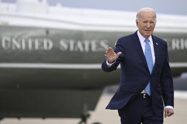 US President Joe Biden arrives to board Air Force One at Joint ba<em></em>se Andrews in Maryland, on January 30, 2024.