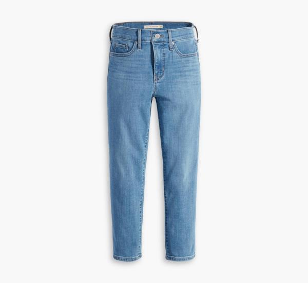A pair of dark wash 311 shaping skinny capri women's jeans by Levi's