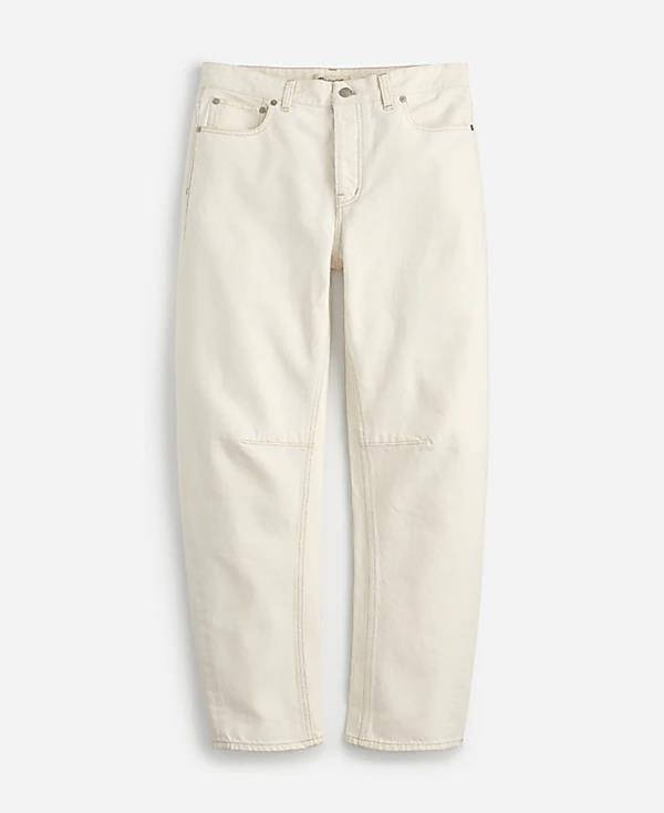 A pair of white, Darted Barrel-Leg Jeans in Vintage Canvas color from Madewell