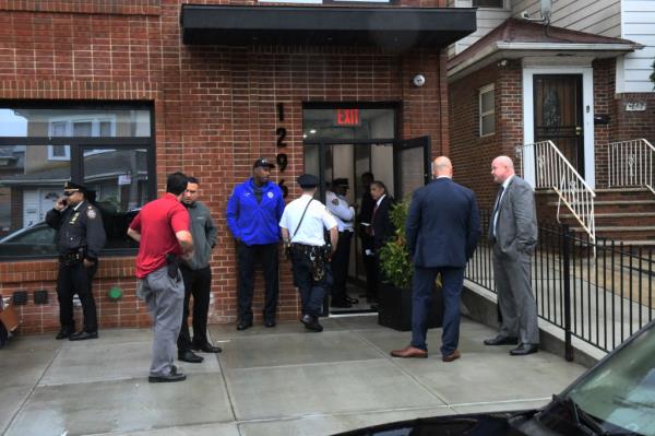 law enforcement outside the building