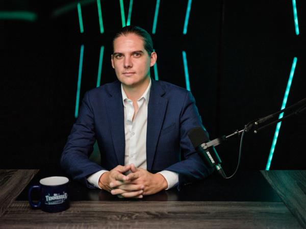 Robby Starbuck at his podcast setup