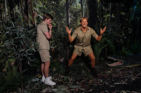 Robert Irwin's wax figure was placed not far from his father's figure at Madame Tussauds Sydney.