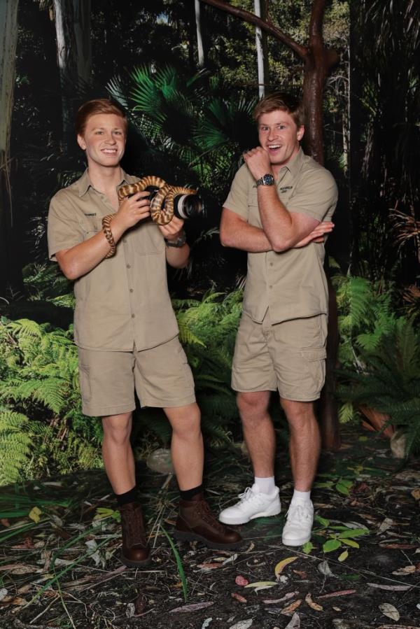 Robert Irwin poses alo<em></em>ngside his wax figure during the unveiling of the Robert Irwin Wax Figure at Madame Tussauds Sydney on Nov. 28, 2024 in Sydney, Australia.
