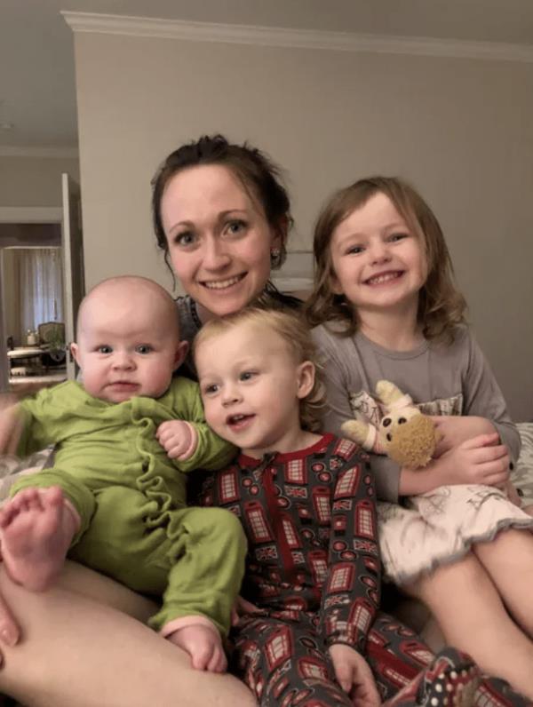 Hillary and her three children from a previous marriage.