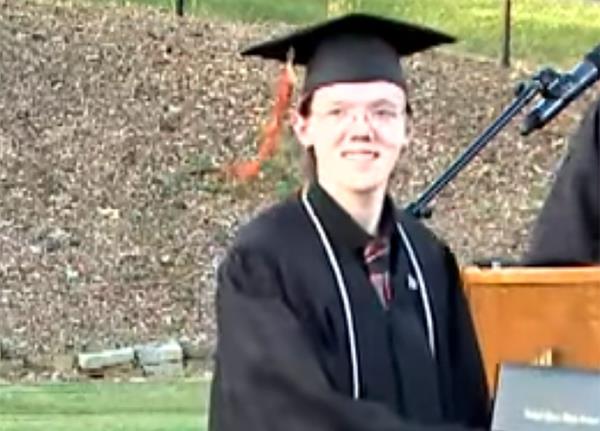 This June 3, 2022 still image taken from video provided by the Bethel Park School District shows student Thomas Matthew Crooks in the 2022 Bethel Park High School Commencement in Bethel Park, Pa.