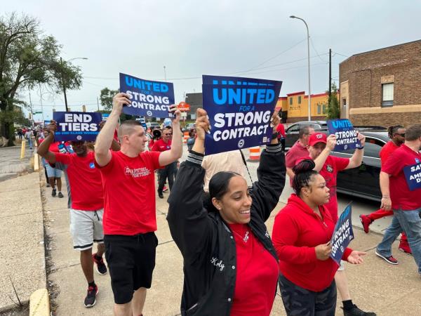 UAW members at a rally