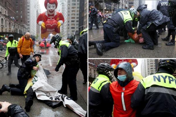 梅西感恩节游行遭到大规模逮捕，反以色列抗议者封锁道路