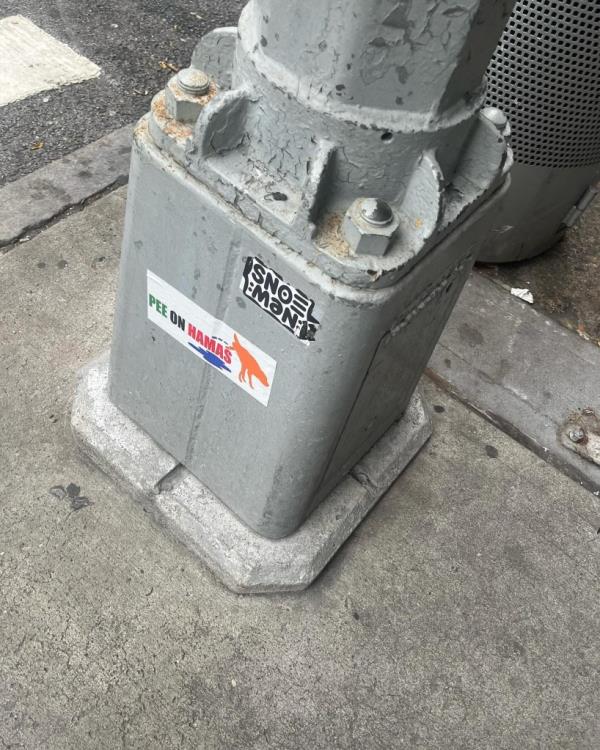 FOR SUNDAY NEWS</p>

<p>　　Instagram post by @pee_on_hamas showing on elf their stickers low on a utility pole wher<em></em>e dog would likely be urinating.</p>

<p>　　https://www.instagram.com/p/C_YPhdIR0Yz/