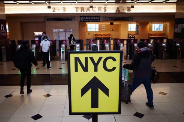 Commuters at the Frank R. Lautenberg Rail Station  on Monday, January 1, 2024 in Secaucus, New Jersey