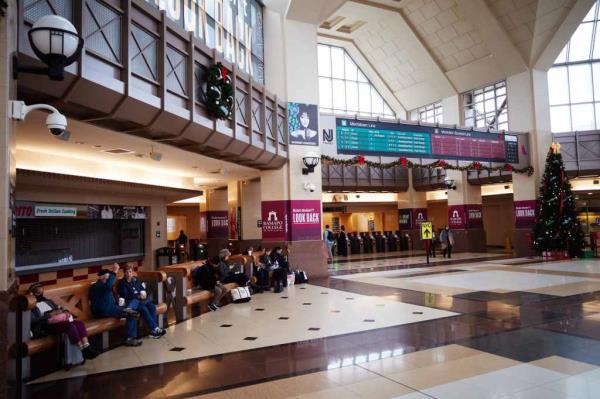Commuters at the Frank R. Lautenberg Rail Station  on Monday, January 1, 2024 in Secaucus, New Jersey