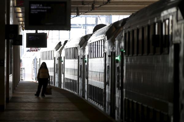 Commuter on NJ Transit platform