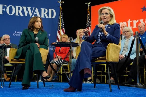 Liz Cheney spoke favorably of Harris while attacking Trump as a threat to democracy.