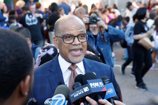 Chancellor David C. Banks - NYC Public Schools at the first day of school at PS 257 John F. Hyan at 60 Cook Street in Brooklyn.