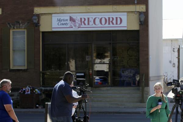The outside of the Marion County Record's building is pictured