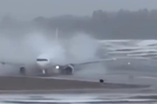 Plane veering off runway