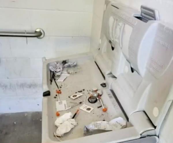 Needles and drug paraphernalia were found on a baby's changing table in Sacramento's Stanford Park.