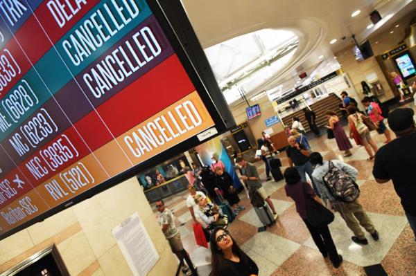 Travelers remain stranded inside PENN station as the NJ Transit system co<em></em>ntinues to have problems causing many of it's train service to be cancelled.