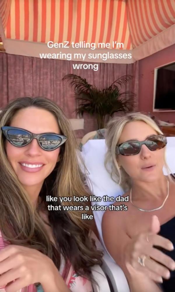 Jordan Harper being sunglasses shamed by her Gen Z friend.