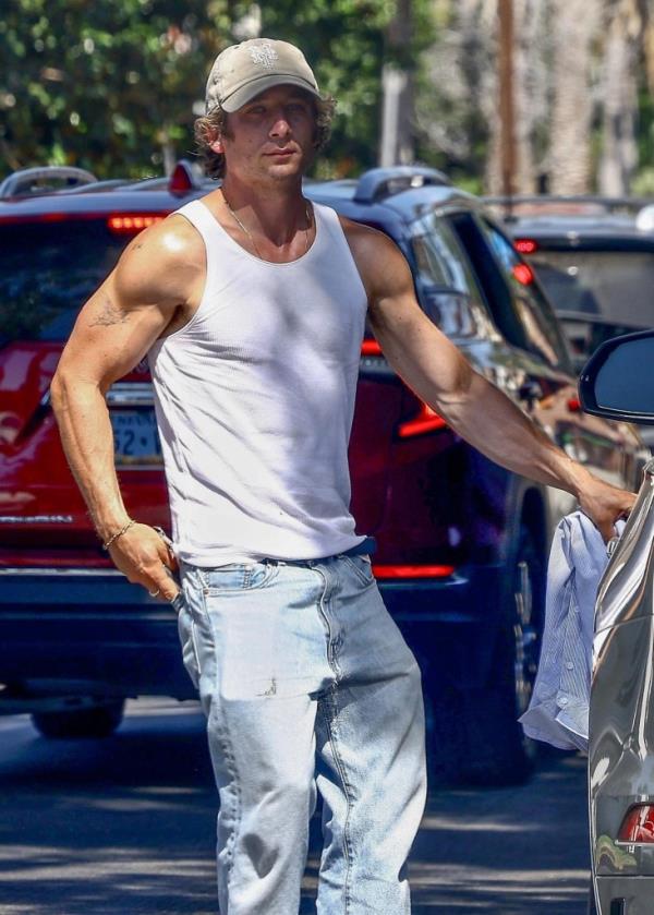 Jeremy Allen White in a wife beater/wife pleaser tank top.