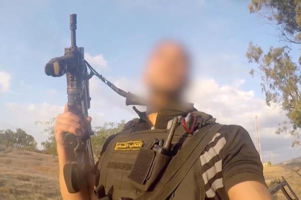 A Hamas terrorist is seen in body cam footage from the Oct. 7, 2023 massacre of Israelis.