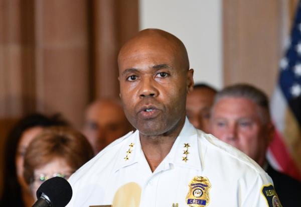 Albany Police Chief Eric Hawkins speaks at a press conference