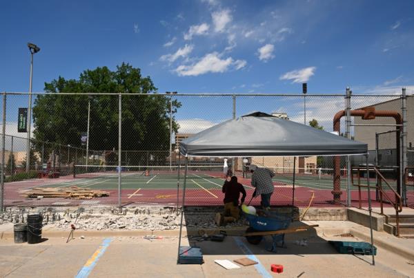 Co<em></em>nstruction at tennis and pickleball courts in Glendale, Colorado.