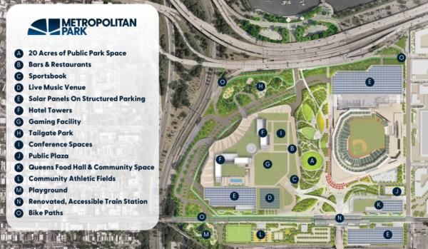 A map of the proposed casino-entertainment complex around Citi Field.