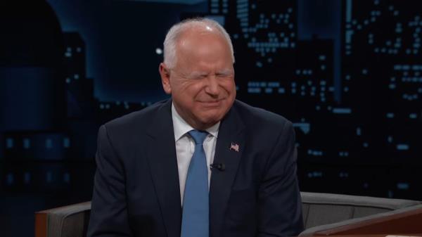 Walz winced as he admitted the strange name Kamala Harris is under on his cell phone.