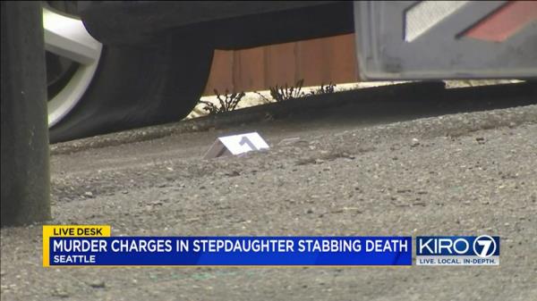 An evidence marker is on the driveway