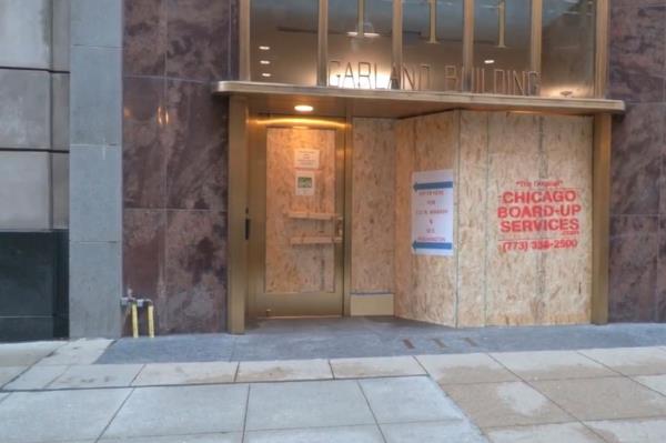 boarded up building