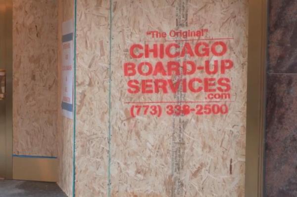 boarded up building