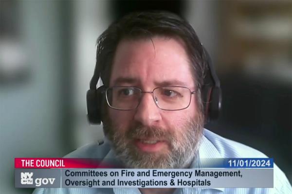 Tyler Weaver testifying to the City Council a<em></em>bout the delayed ambulance respo<em></em>nse on the night his son Nicholas Costello died of cardiac arrest.