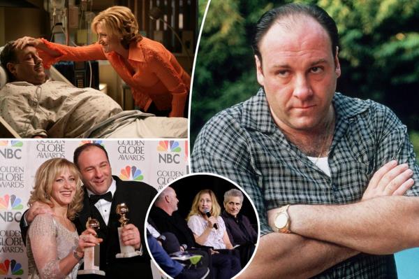 James Gandolfini as Tony Soprano and Edie Falco as Carmela Soprano in
