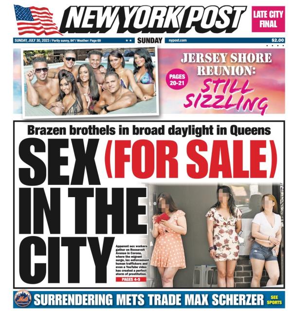 A Post cover after a brothel was uncovered in Queens last summer. 