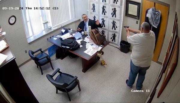 Footage showed Stines pointing his gun at Mullins after what appeared to be a heated exchange.